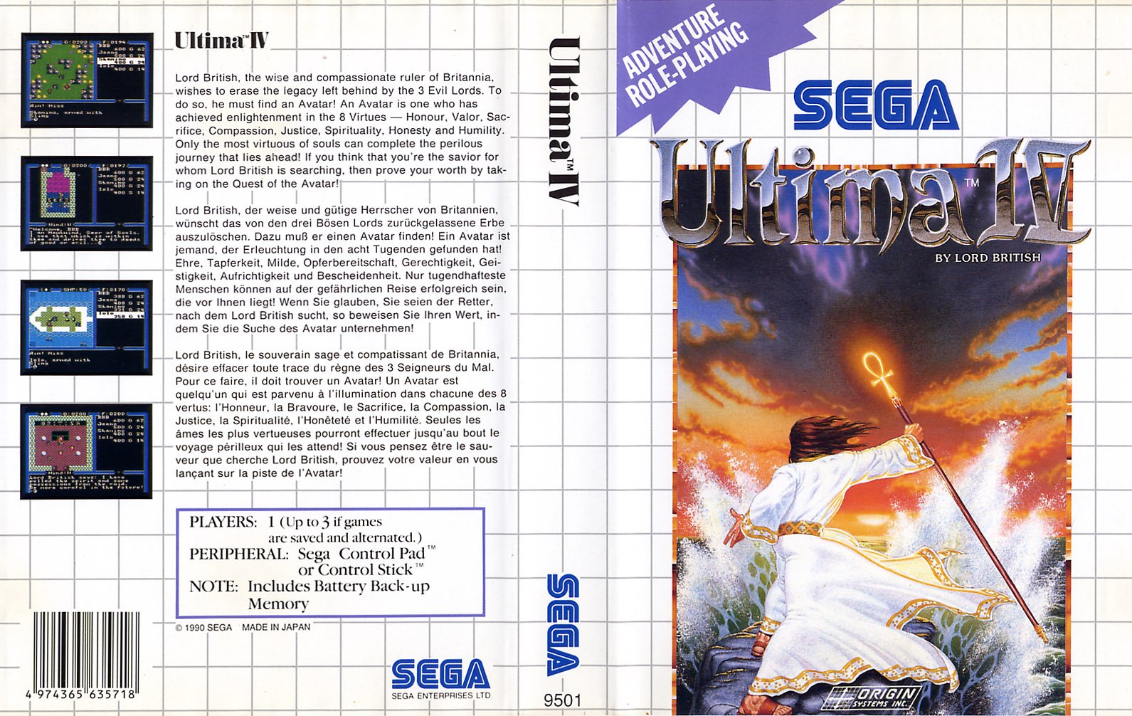 Caratula de Ultima IV: Quest of the Avatar para Sega Master System