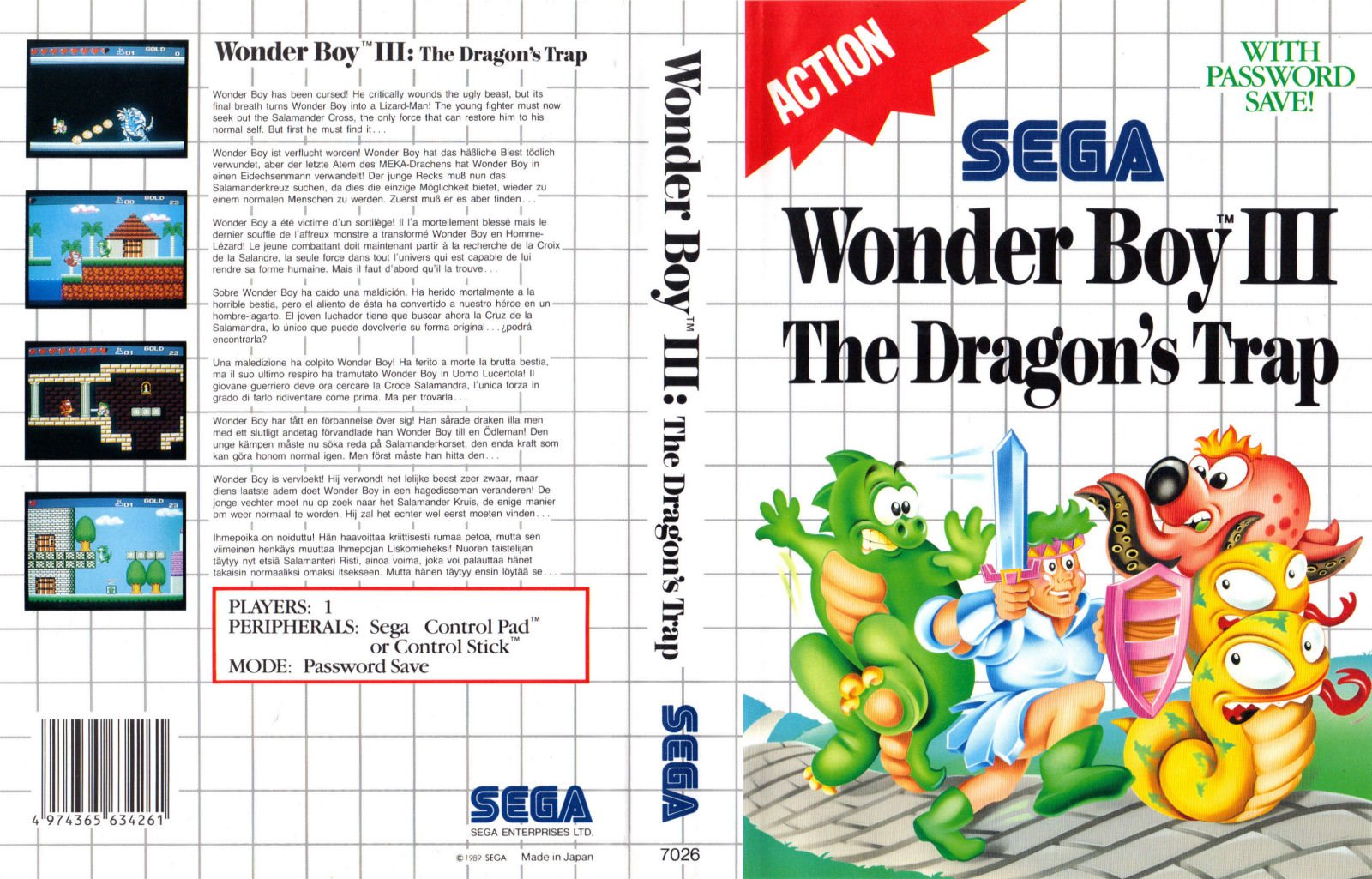 Caratula de Wonder Boy III: The Dragon's Trap para Sega Master System