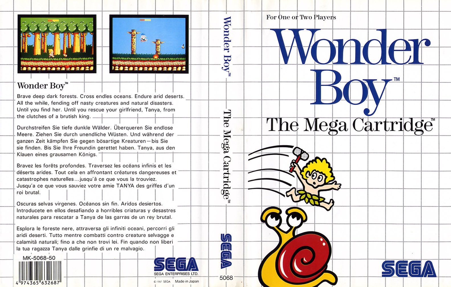 Caratula de Wonder Boy para Sega Master System