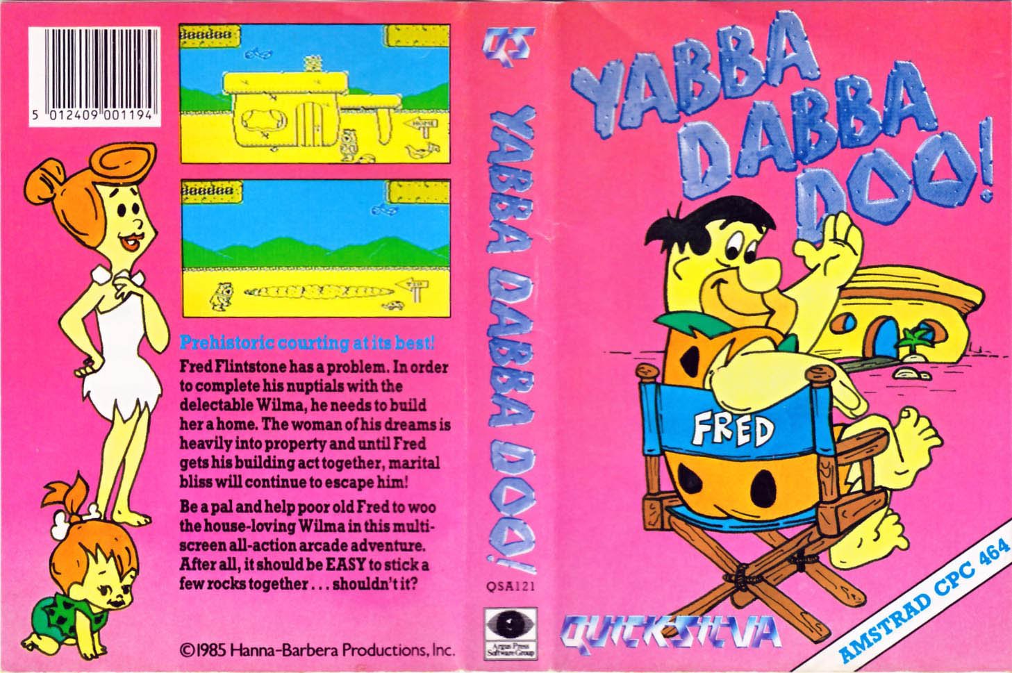 Caratula de Yabba Dabba Doo!/The Flintstones, Quicksilva para Amstrad CPC