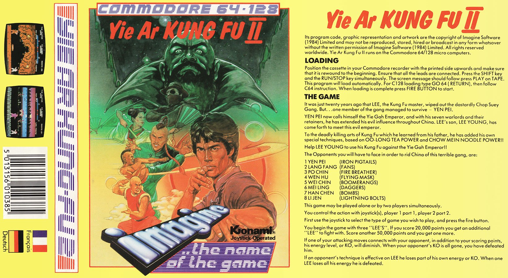 Caratula de Yie Ar Kung-Fu II para Commodore 64