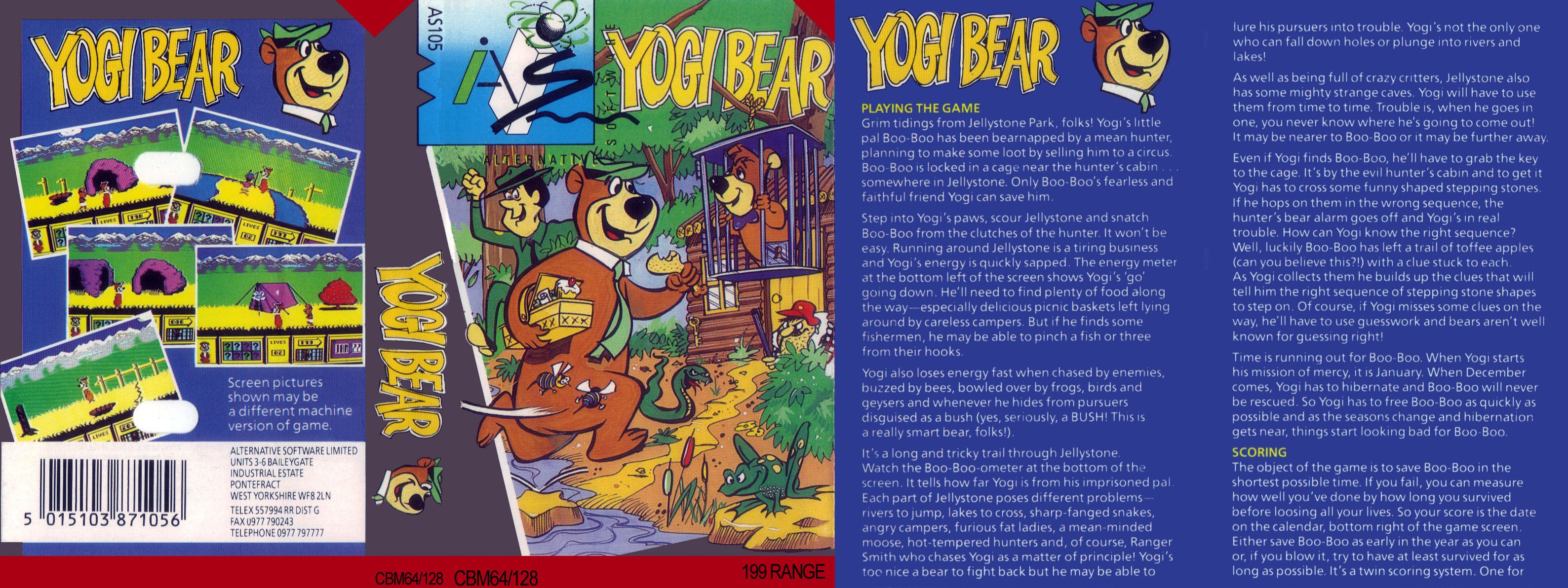 Caratula de Yogi Bear para Commodore 64