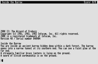 Pantallazo de Zork II: The Wizard of Frobozz para Atari ST