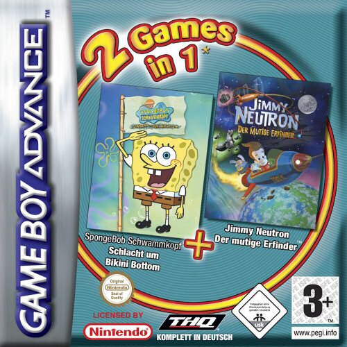 Caratula de 2 Games in 1 - SpongeBob SquarePants - Battle for Bikini Bottom + Jimmy Neutron - Boy Genius para Game Boy Advance