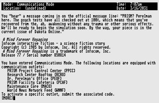 Pantallazo de A Mind Forever Voyaging para Atari ST