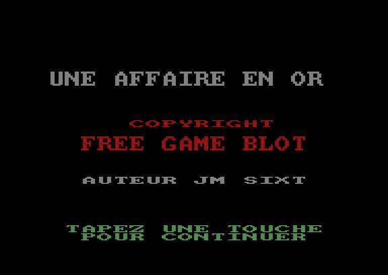 Pantallazo de Affaire En Or, Une para Amstrad CPC