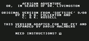 Pantallazo de African Adventure - In Search of Dr. Livingston para Commodore 64