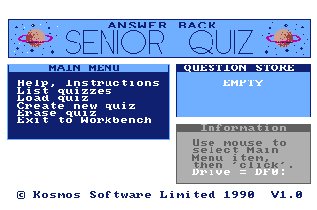 Pantallazo de Answer Back Senior Quiz para Amiga