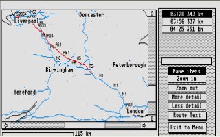 Pantallazo de Auto Route: The Intelligent Map (Great Britain) para Atari ST