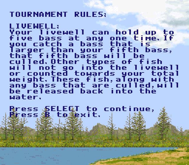 Pantallazo de BASS Masters Classic: Pro Edition (Europa) para Super Nintendo