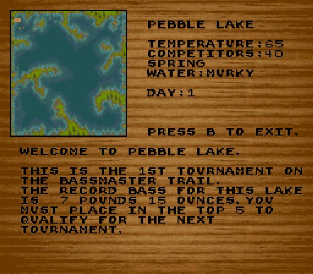 Pantallazo de BASS Masters Classic: Pro Edition (Europa) para Super Nintendo