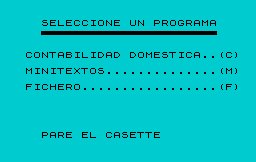 Pantallazo de Contabilidad Domestica + Minitextos + Fichero para Spectrum