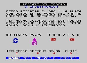 Pantallazo de Cuatro en Raya + Rescate del Tesoro, Las para Spectrum