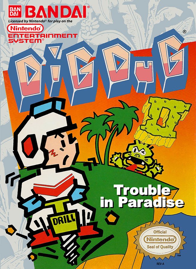 Caratula de Dig Dug II: Trouble in Paradise para Nintendo (NES)
