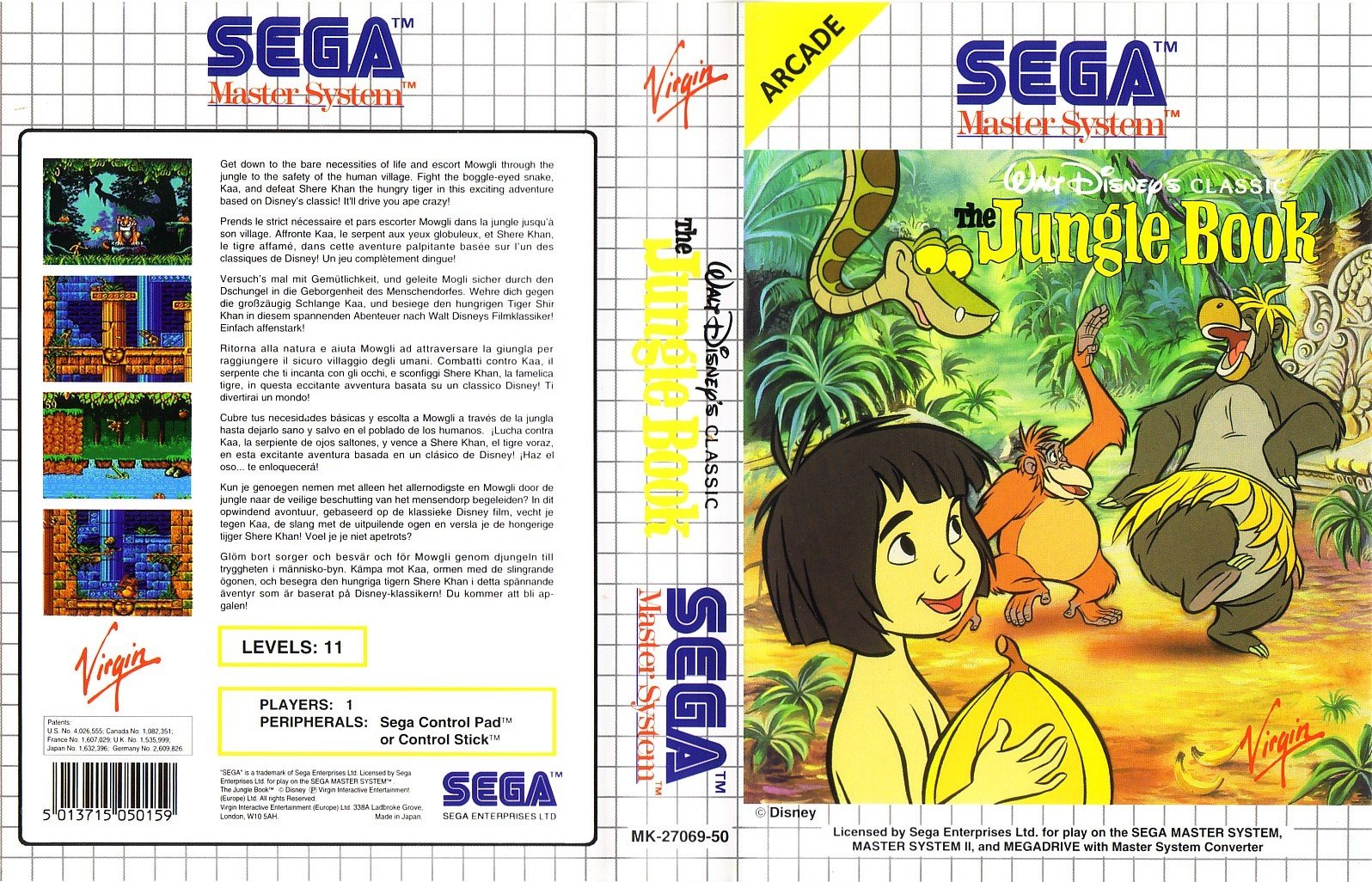Caratula de El Libro de la Selva para Sega Master System