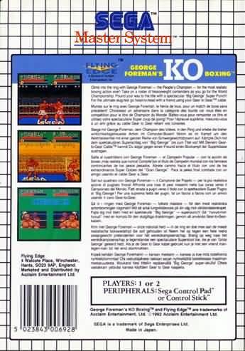 Caratula de George Foreman's KO Boxing para Sega Master System