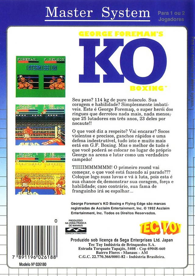 Caratula de George Foreman's KO Boxing para Sega Master System