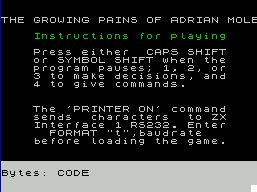 Pantallazo de Growing Pains of Adrian Mole, The para Spectrum