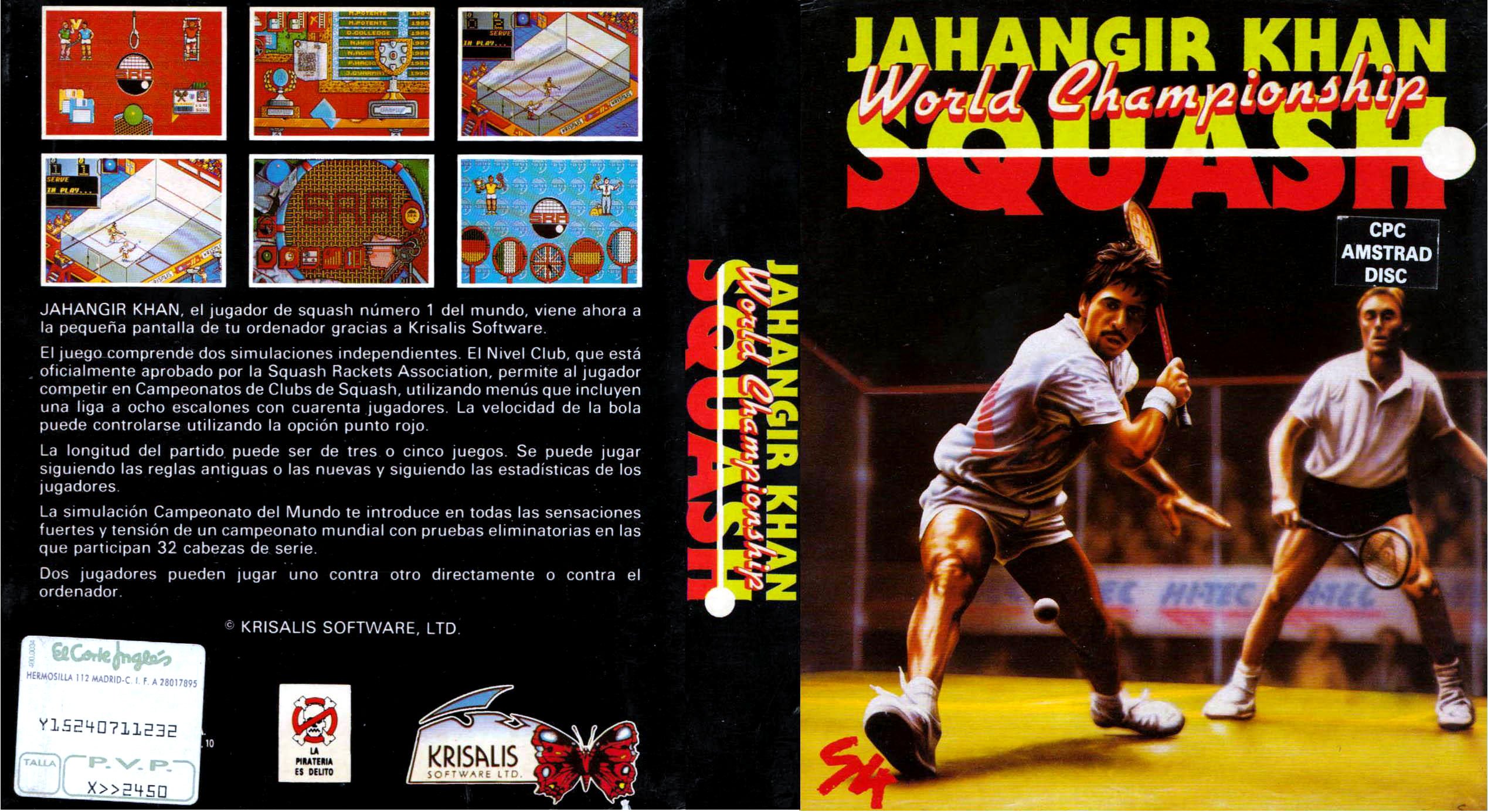 Caratula de Jahangir Khan World Championship Squash para Amstrad CPC