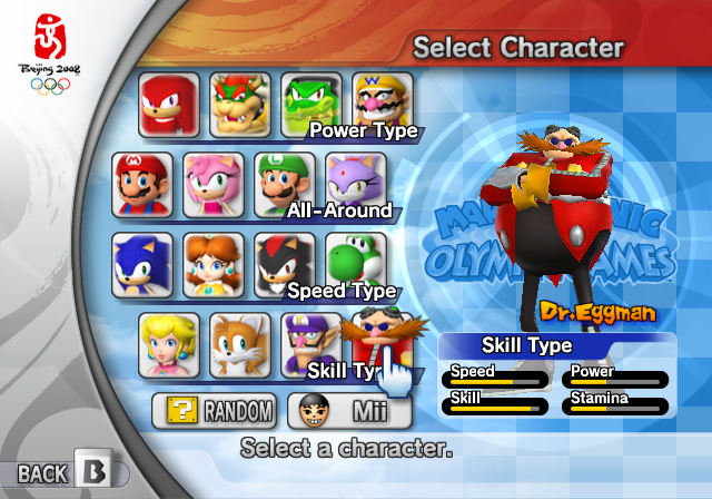 Pantallazo de Mario & Sonic en los Juegos Olímpicos para Wii