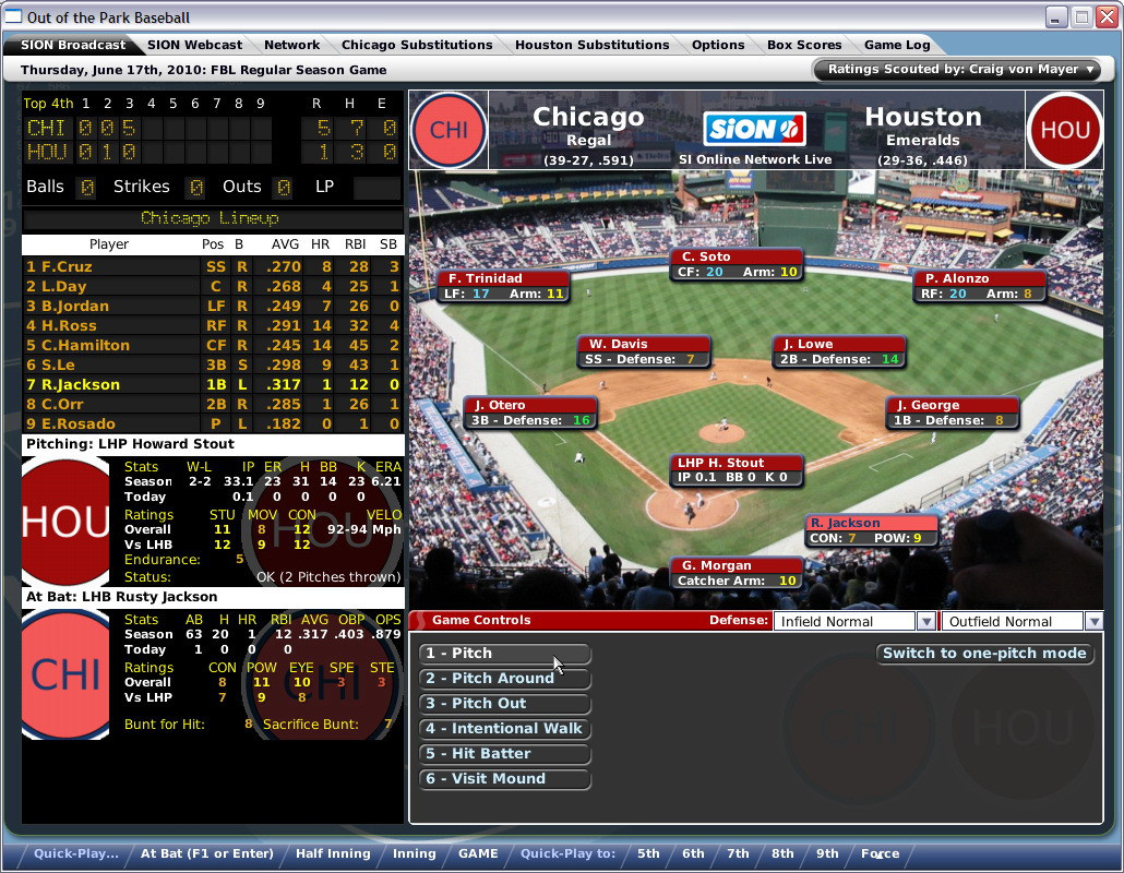 Pantallazo de Out Of the Park Baseball 2007 para PC