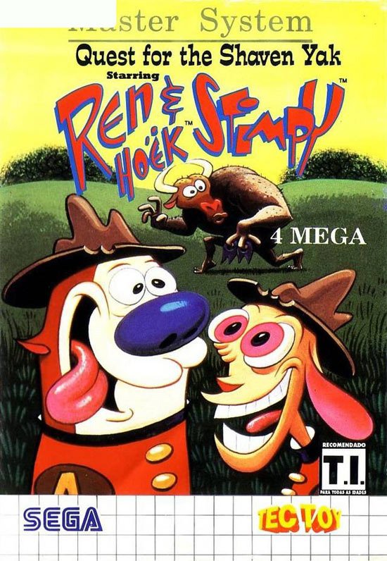 Caratula de Quest for the Shaven Yak starring Ren Hoek & Stimpy para Sega Master System