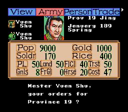 Pantallazo de Romance of the Three Kingdoms II para Sega Megadrive