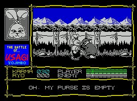 Pantallazo de Samurai Warrior: The Battles of Usagi Yojimbo para Spectrum