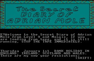 Pantallazo de Secret Diary Of Adrian Mole, The para Amstrad CPC