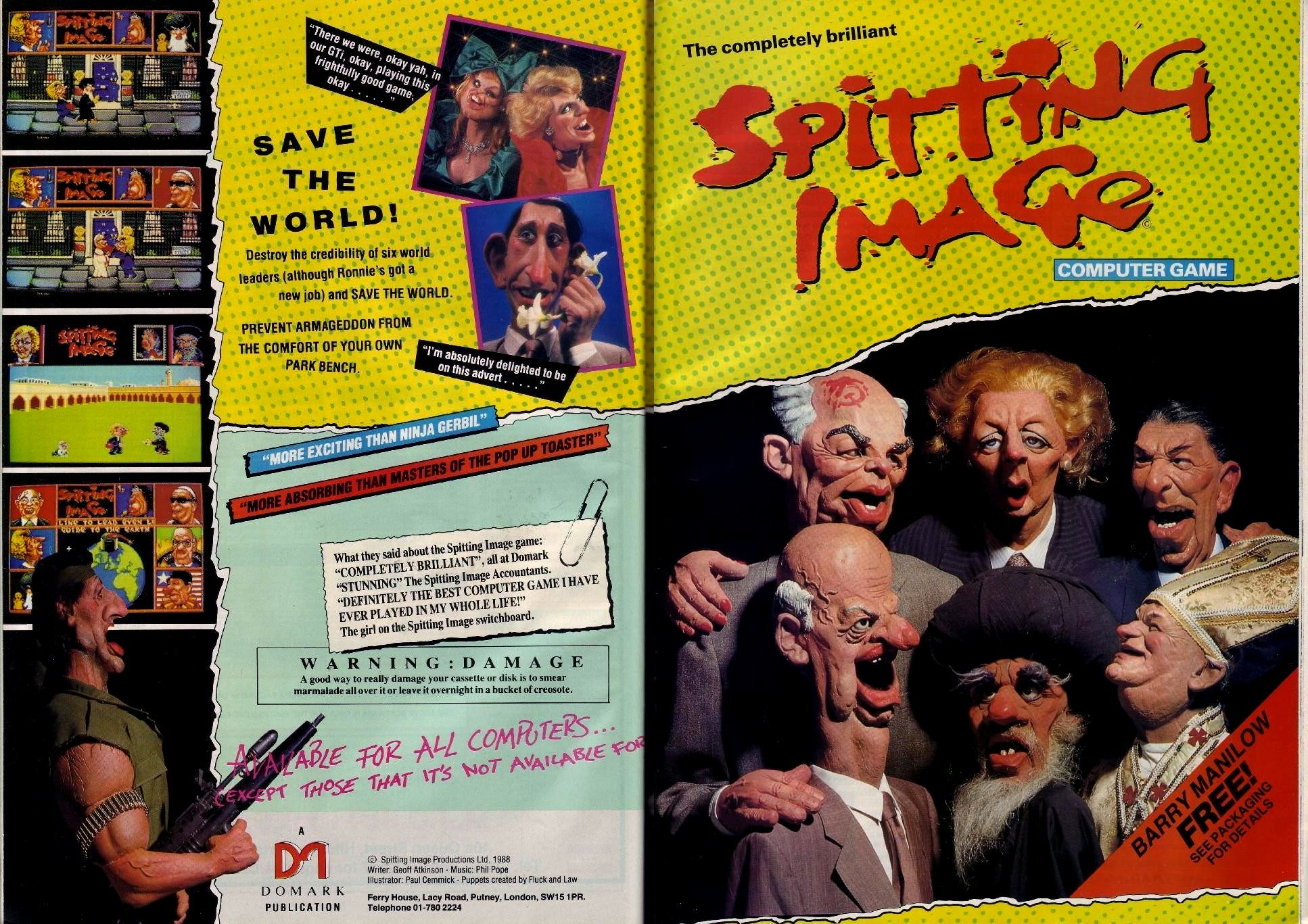 Caratula de Spitting Image: The Computer Game para Amstrad CPC