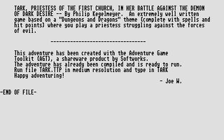 Pantallazo de Tark Simmons: Priestess Of The First Church para Atari ST