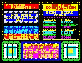 Pantallazo de War Cars Construction Set para Spectrum