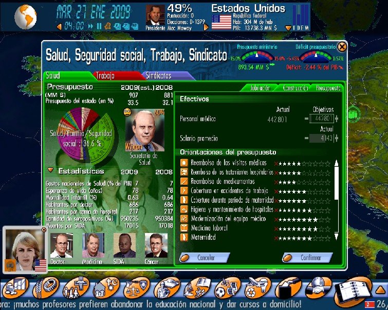 Pantallazo de Yo Presidente II Objetivo: Crisis Global para PC